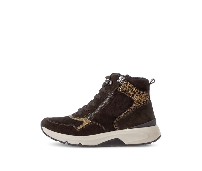 Gabor Damen Sportliche Stiefelette Braun - Materialmix Leder