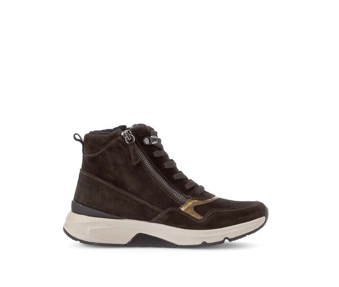 Gabor Damen  Sportliche Stiefelette Braun - Materialmix Leder