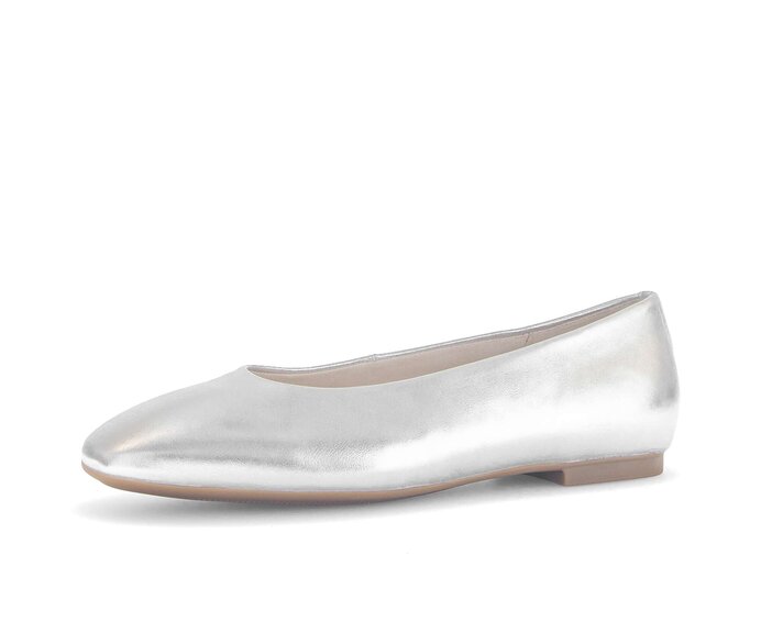 Gabor Damen  Eleganter Ballerina Silber - Effektleder