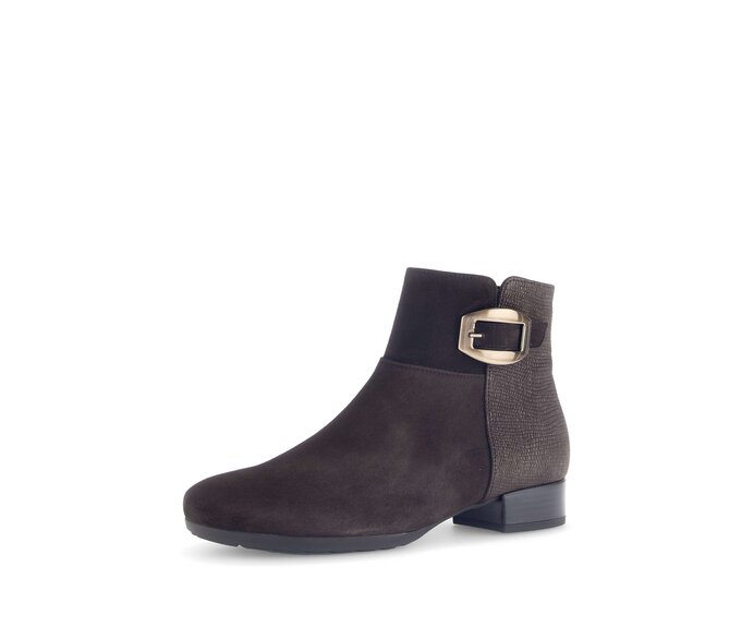 Gabor Damen  Elegante Stiefelette Braun - Materialmix Leder