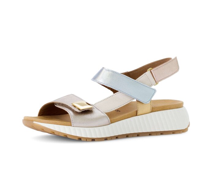 Gabor Damen  Riemchensandale Gold - Materialmix Leder