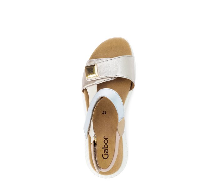 Gabor Damen  Riemchensandale Gold - Materialmix Leder