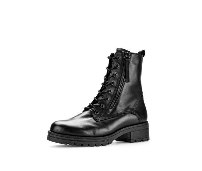 Gabor Damen  Schnürstiefelette Schwarz - Glattleder