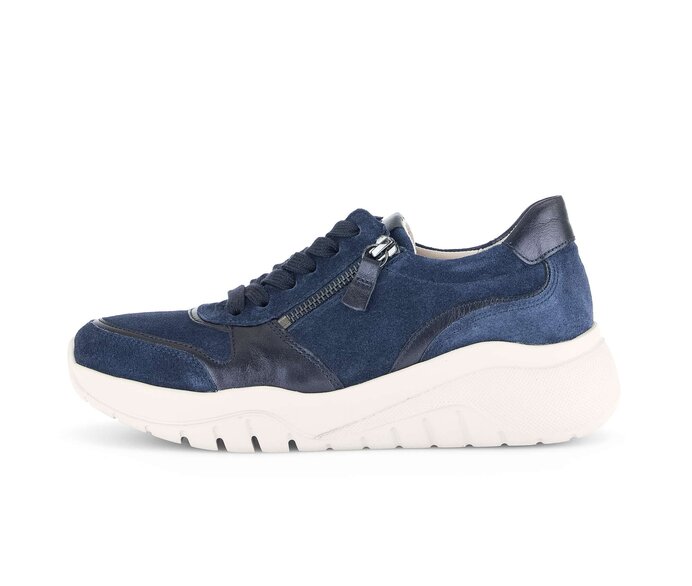 Gabor Damen Sneaker Low Blau - Materialmix Leder