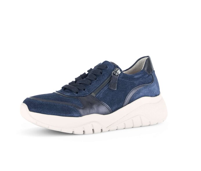 Gabor Damen  Sneaker Low Blau - Materialmix Leder