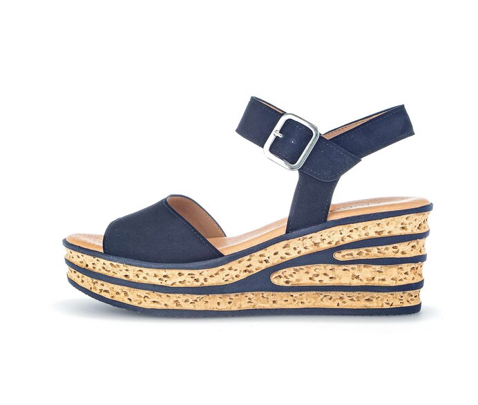 Gabor Damen Keilsandalette Blau - Rauleder