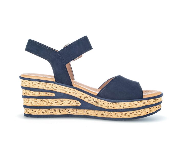Gabor Damen  Keilsandalette Blau - Rauleder