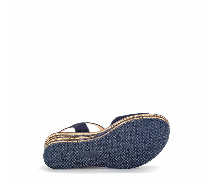 Gabor Damen  Keilsandalette Blau - Rauleder