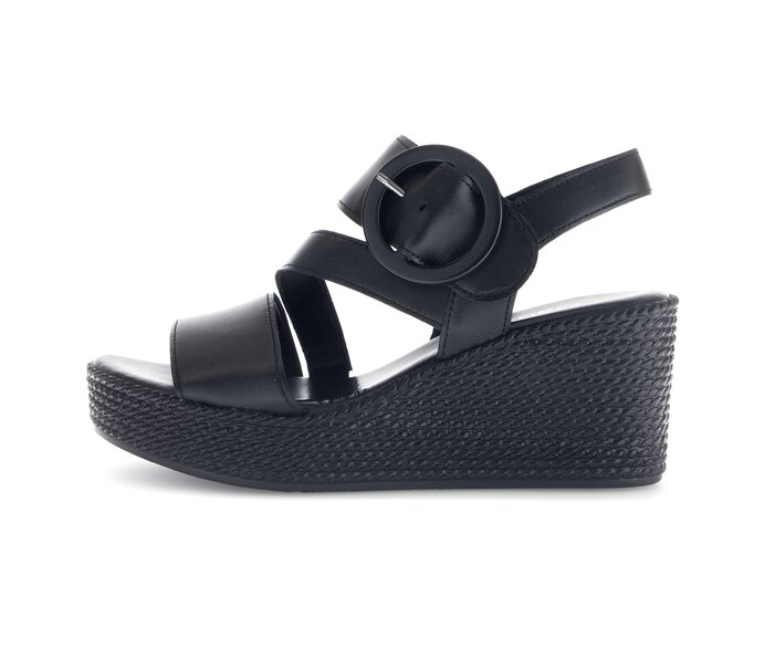 Gabor Damen Keilsandalette Schwarz - Glattleder