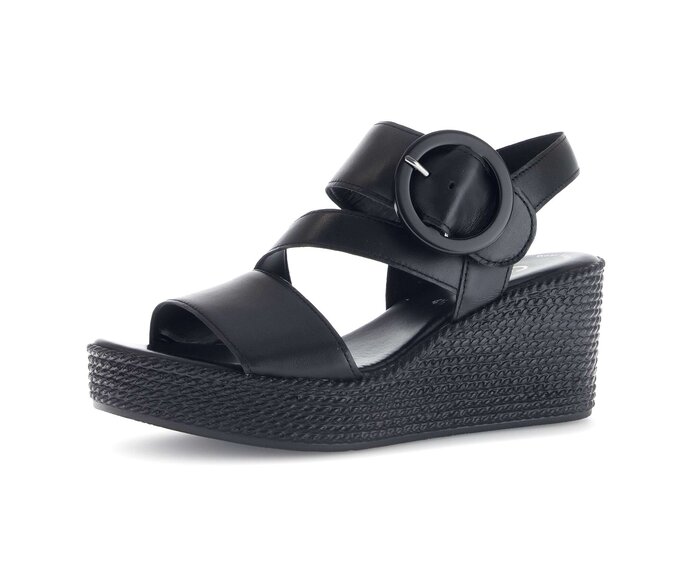 Gabor Damen  Keilsandalette Schwarz - Glattleder