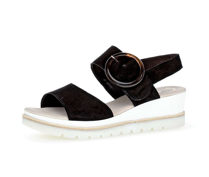 Gabor Damen  Plateau Sandale Schwarz - Rauleder