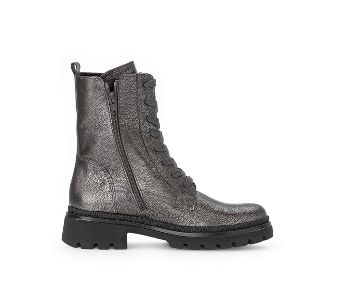 Gabor Damen  Schnürstiefelette Grau - Glattleder