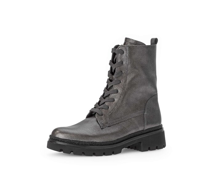 Gabor Damen  Schnürstiefelette Grau - Glattleder