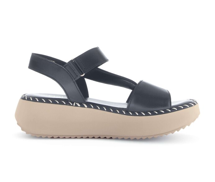 Gabor Damen  Plateau Sandale Schwarz - Glattleder