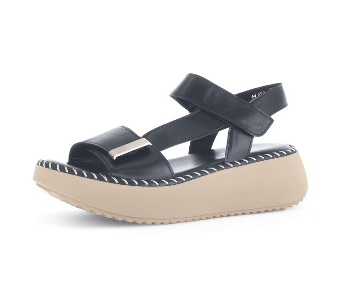 Gabor Damen  Plateau Sandale Schwarz - Glattleder