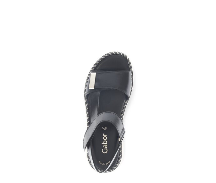 Gabor Damen  Plateau Sandale Schwarz - Glattleder