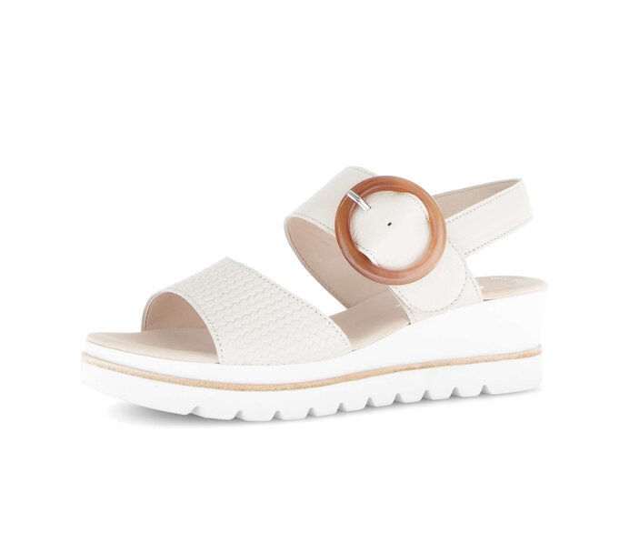 Gabor Damen  Plateau Sandale Beige - Glattleder