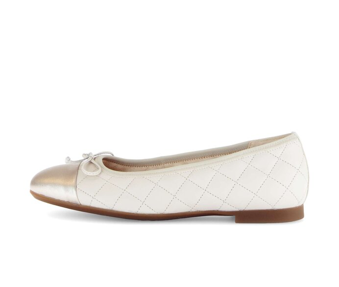 Gabor Damen Eleganter Ballerina Creme - Materialmix Leder