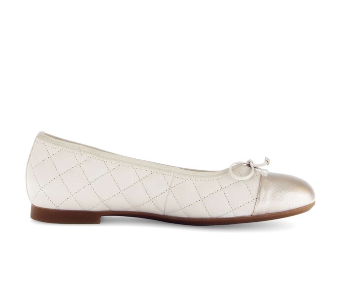 Gabor Damen  Eleganter Ballerina Creme - Materialmix Leder
