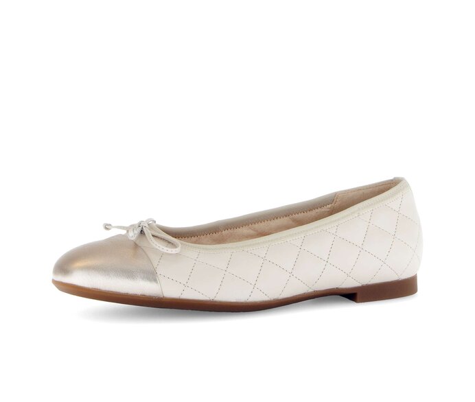 Gabor Damen  Eleganter Ballerina Creme - Materialmix Leder
