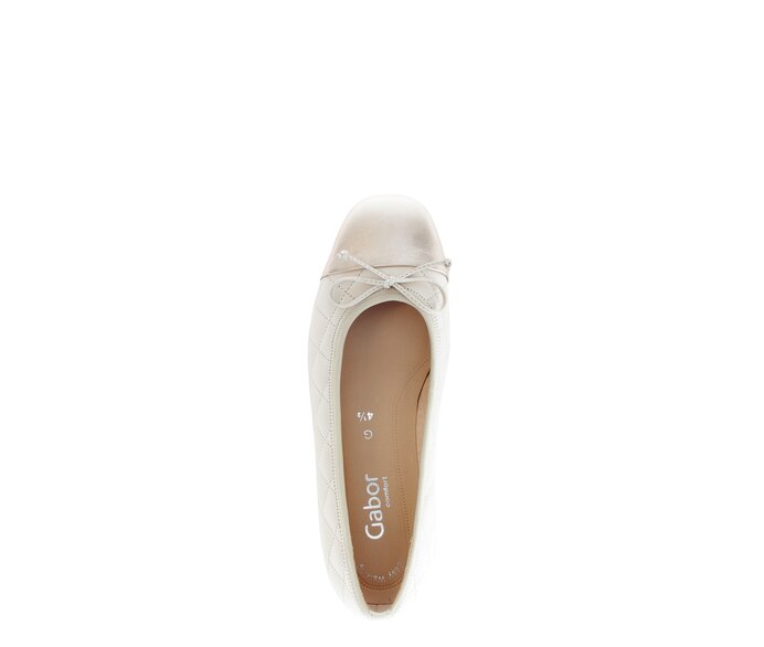 Gabor Damen  Eleganter Ballerina Creme - Materialmix Leder