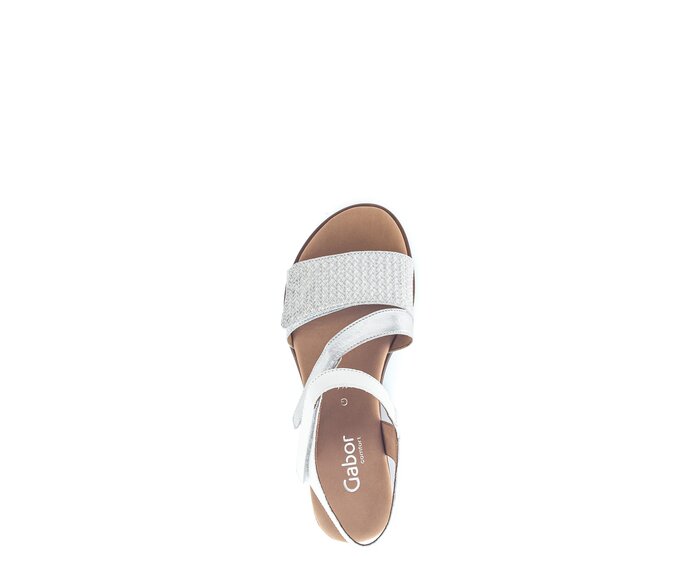 Gabor Damen  Keilsandalette Weiß - Materialmix Leder