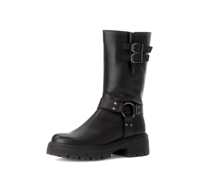 Gabor Damen  Biker Boots Schwarz - Glattleder