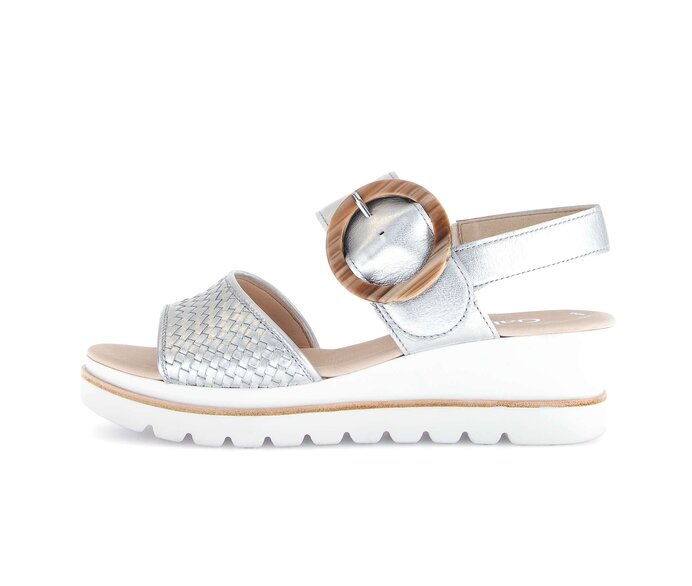 Gabor Damen Plateau Sandale Silber - Effektleder