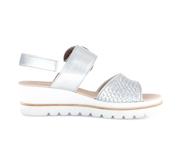 Gabor Damen  Plateau Sandale Silber - Effektleder