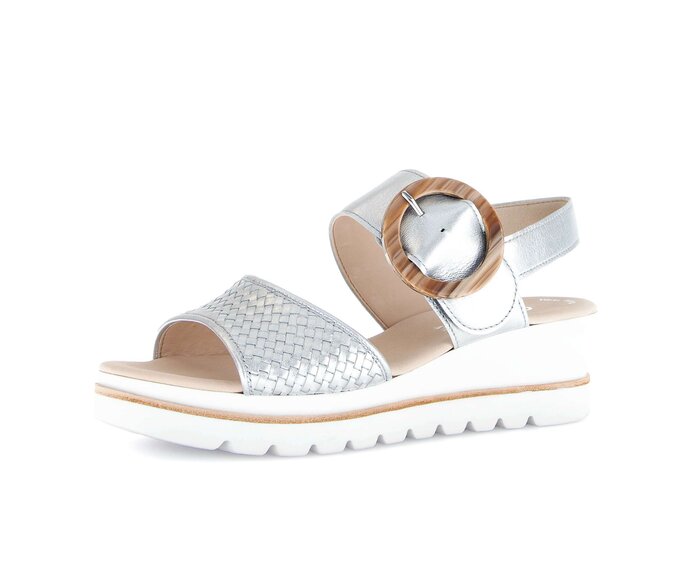 Gabor Damen  Plateau Sandale Silber - Effektleder