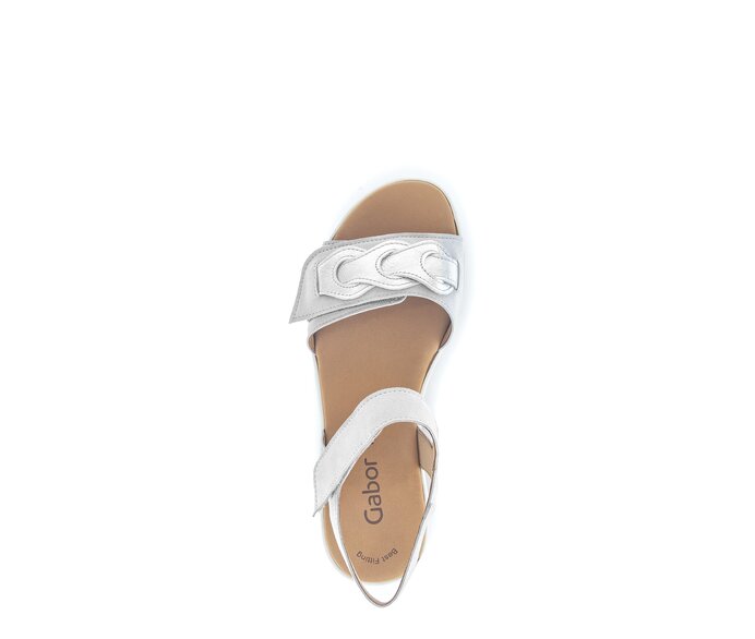 Gabor Damen  Plateau Sandale Grau - Materialmix Leder