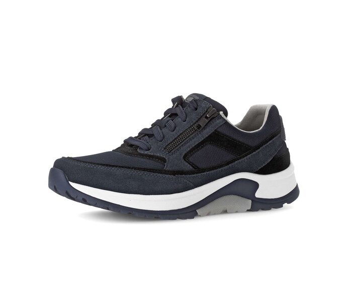 Gabor Herren Rollingsoft Sneaker Low Blau - Materialmix Leder/Textil