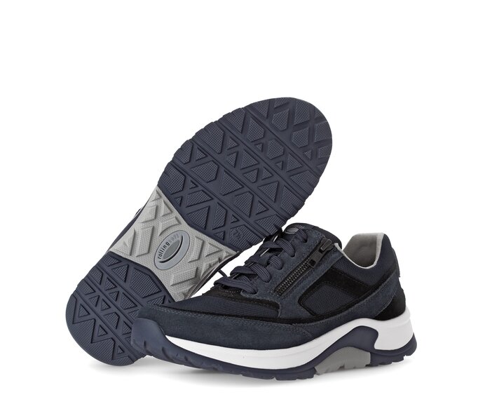 Gabor Herren Rollingsoft Sneaker Low Blau - Materialmix Leder/Textil