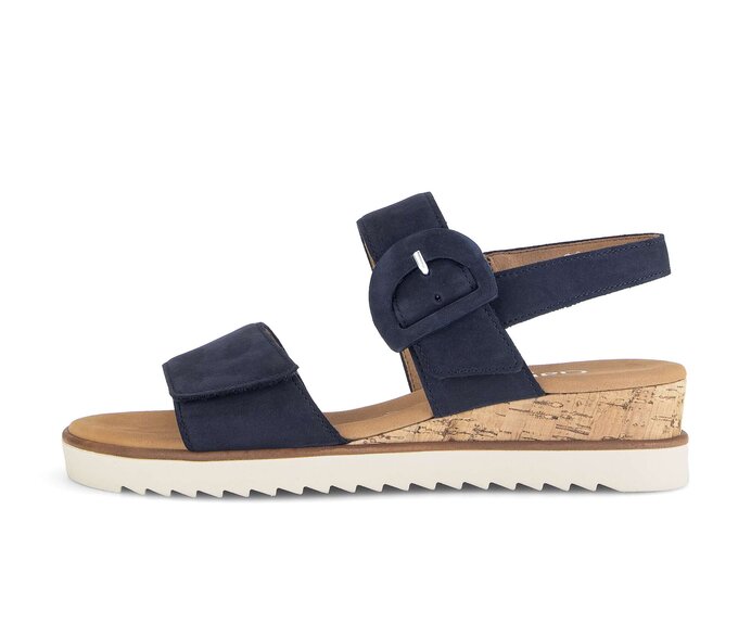 Gabor Damen Keilsandalette Blau - Rauleder