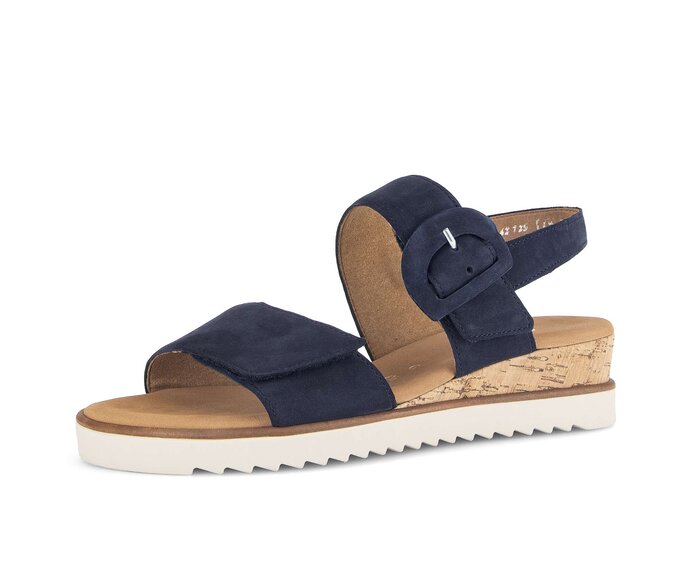 Gabor Damen  Keilsandalette Blau - Rauleder