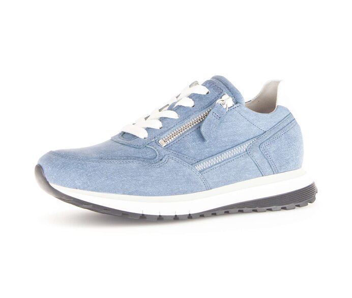 Gabor Damen  Sneaker Low Blau - Materialmix Leder