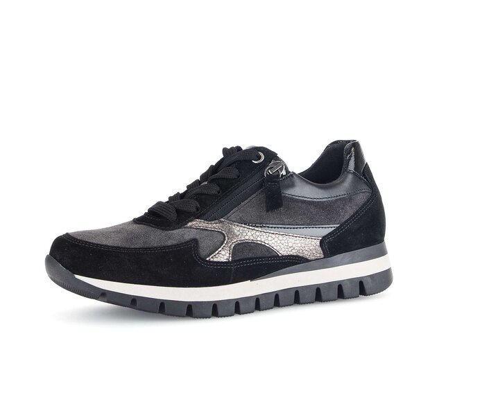 Gabor Damen  Sneaker Low Schwarz - Materialmix Leder