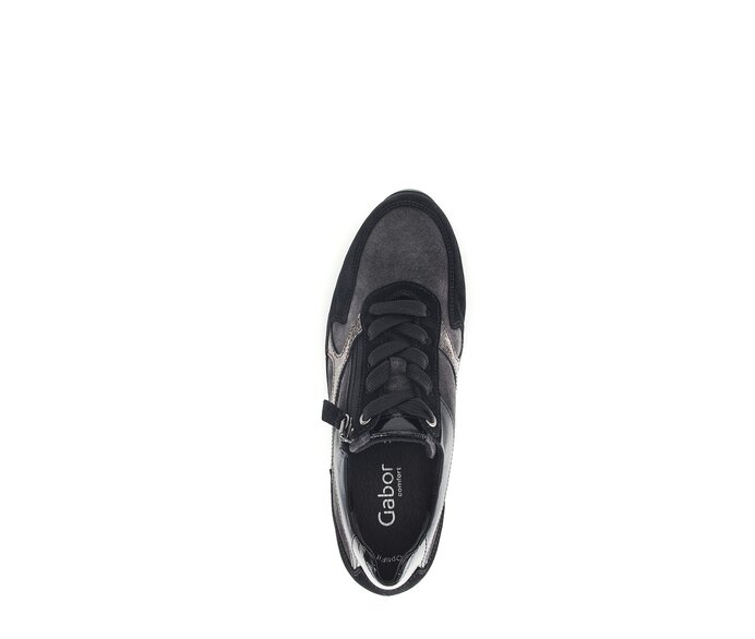 Gabor Damen  Sneaker Low Schwarz - Materialmix Leder