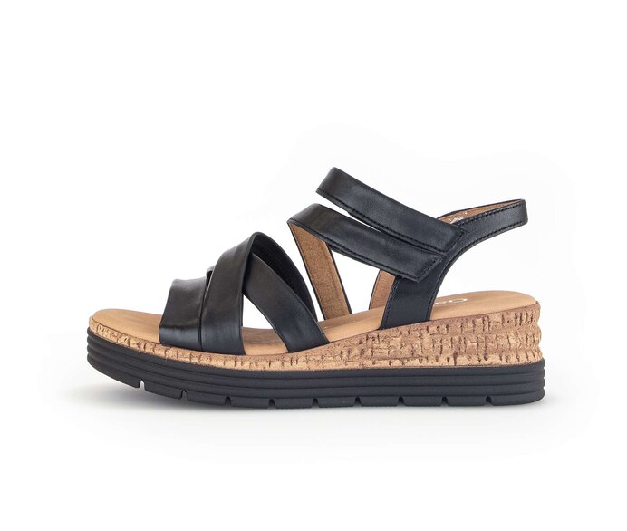 Gabor Damen Keilsandalette Schwarz - Glattleder