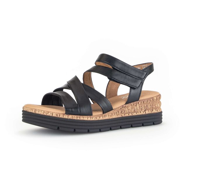 Gabor Damen  Keilsandalette Schwarz - Glattleder