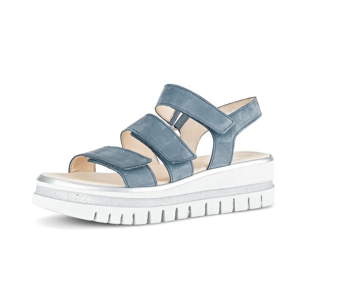 Gabor Damen  Plateau Sandale Blau - Rauleder