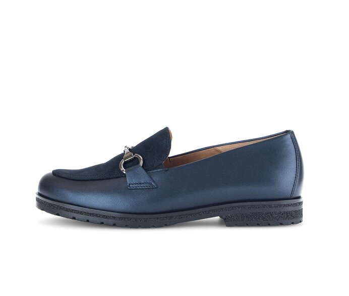 Gabor Damen Slipper Blau - Materialmix Leder