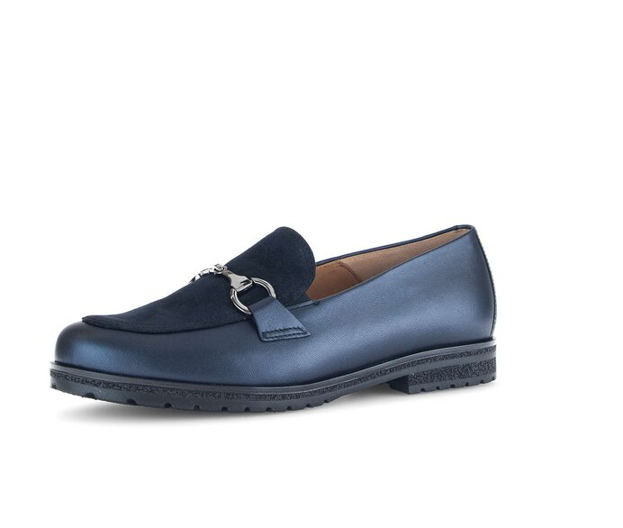 Gabor Damen  Slipper Blau - Materialmix Leder