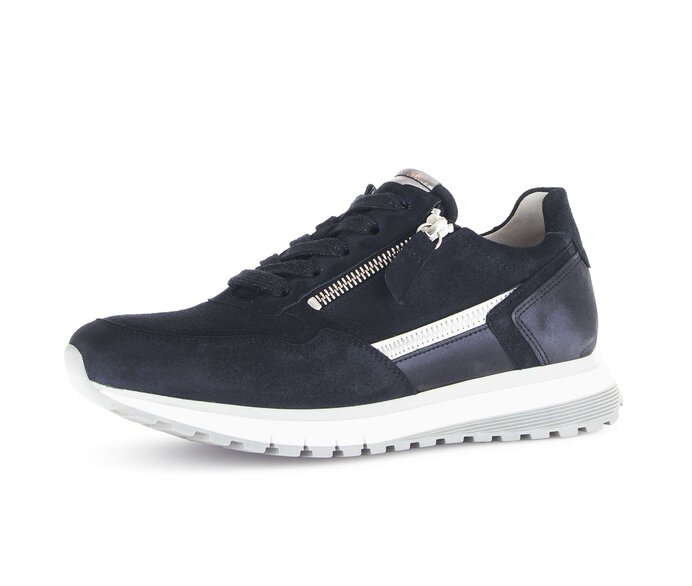 Gabor Damen  Sneaker Low Blau - Materialmix Leder