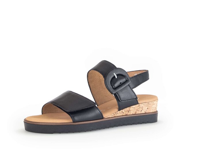 Gabor Damen  Keilsandalette Schwarz - Glattleder