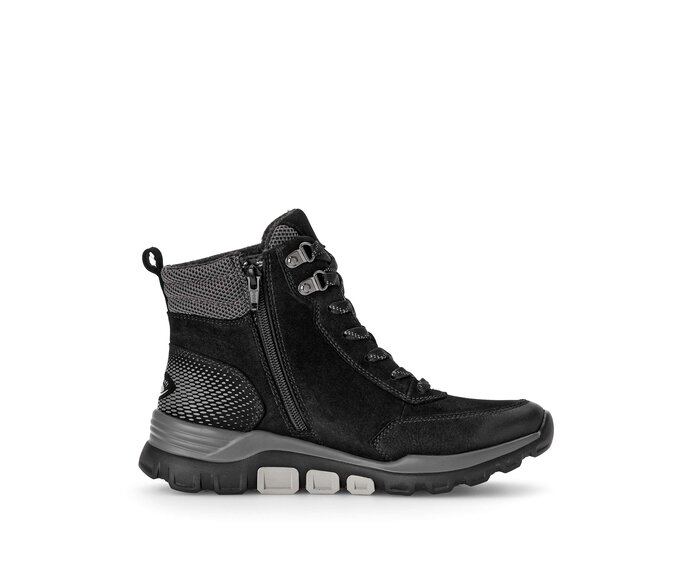 Gabor Damen  Sportliche Stiefelette Schwarz - Rauleder