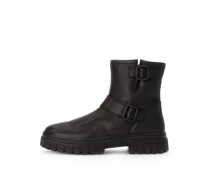 Gabor Damen Biker Boots Schwarz - Glattleder