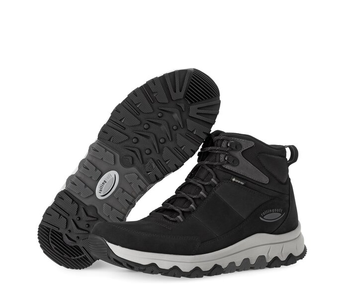 Gabor Herren Rollingsoft Boot Schwarz - Materialmix Leder/Textil