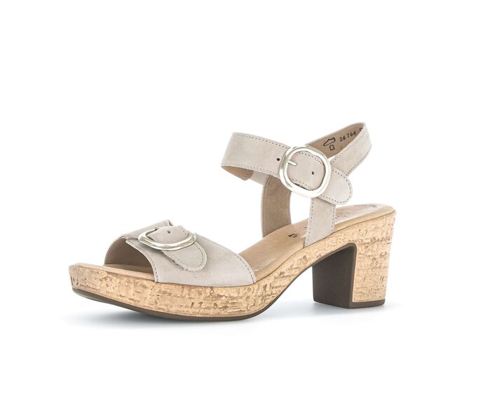 Gabor Damen  Plateau Sandale Beige - Rauleder