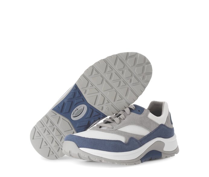 Gabor Herren Rollingsoft Sneaker Low Blau - Materialmix Leder/Textil